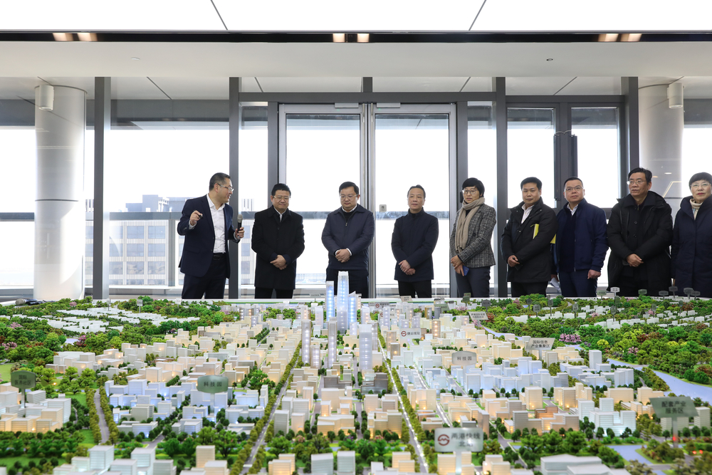 参观现代服务业开放区规划沙盘